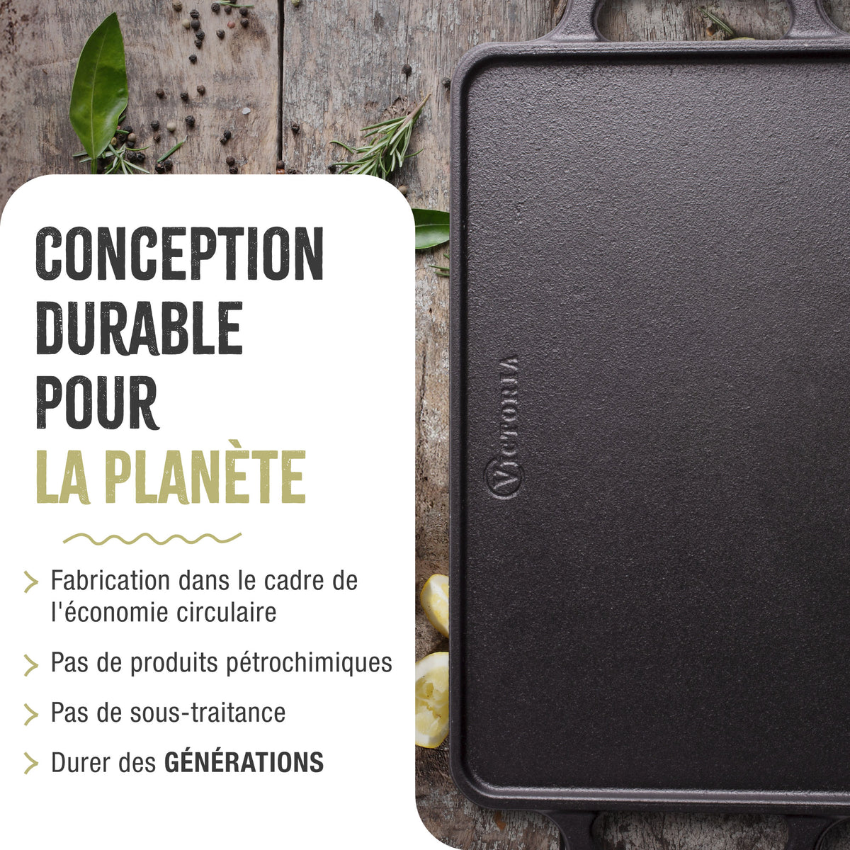 Plaque à Griller Réversible en Fonte Émaillée 33×21 cm