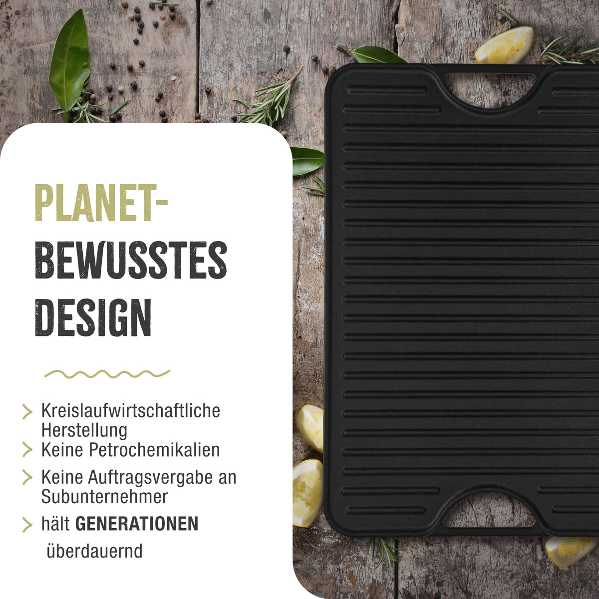Wendbare Grillplatte Emaillierte Gusseisen 50x35 cm
