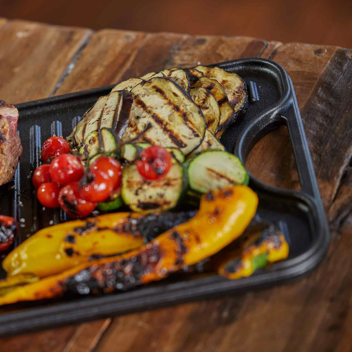 Plancha Asar Reversible Hierro Fundido Esmaltado 50x35cm