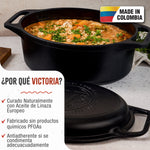 Horno Holandés Combo Hierro Fundido Curado Ovalado 5.7L