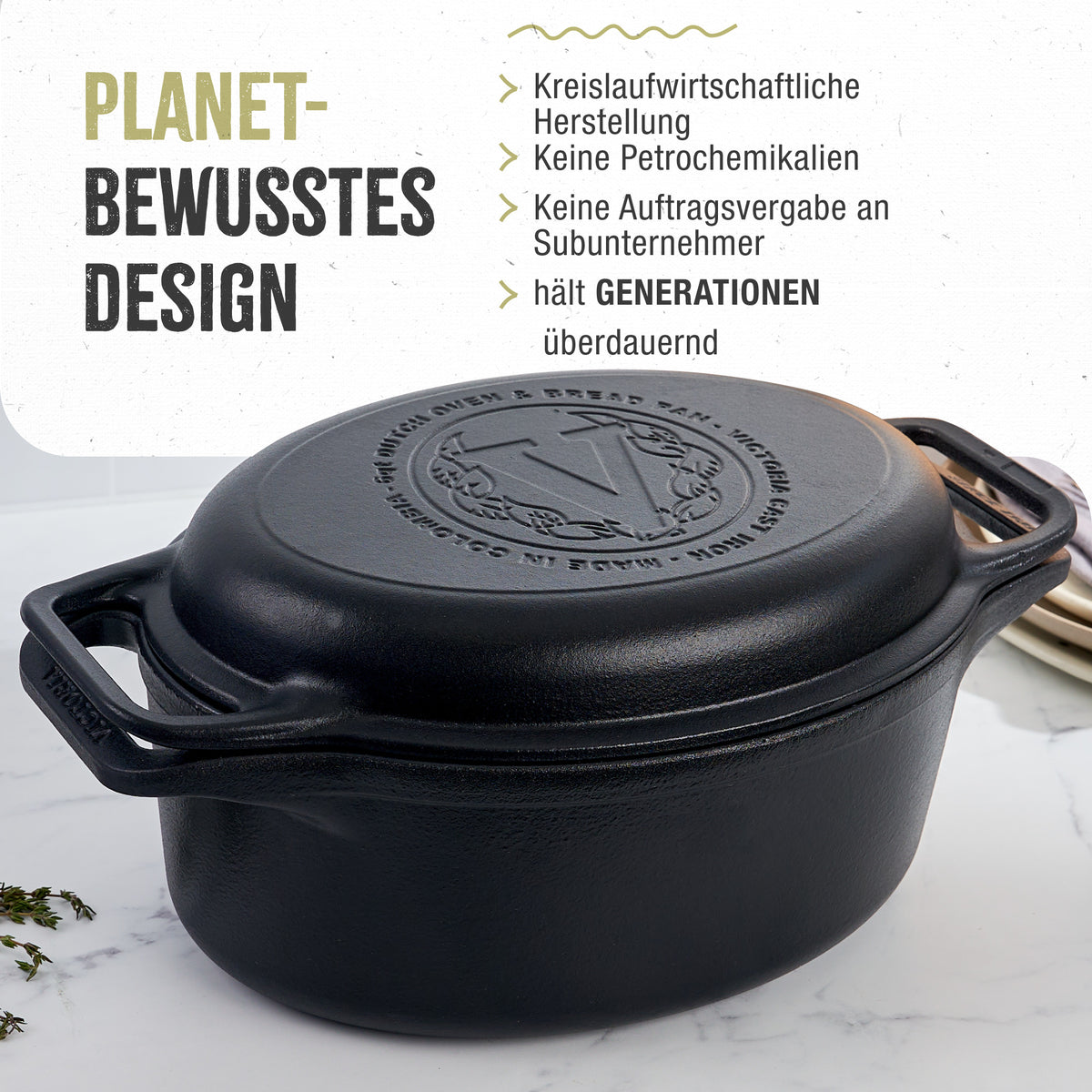 Dutch Oven Combo Gusseisen Eingebrannte Oval 5.7 L