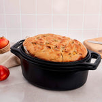 Horno Holandés Combo Hierro Fundido Curado Ovalado 5.7L