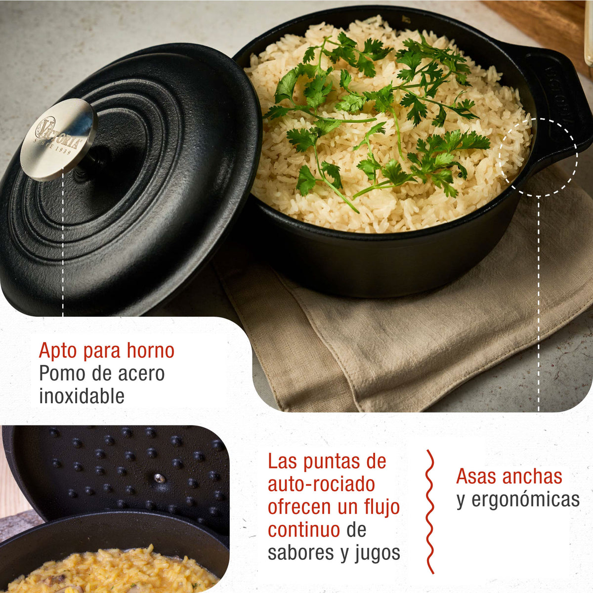 Horno Holandés Hierro Fundido Curado 1.9L