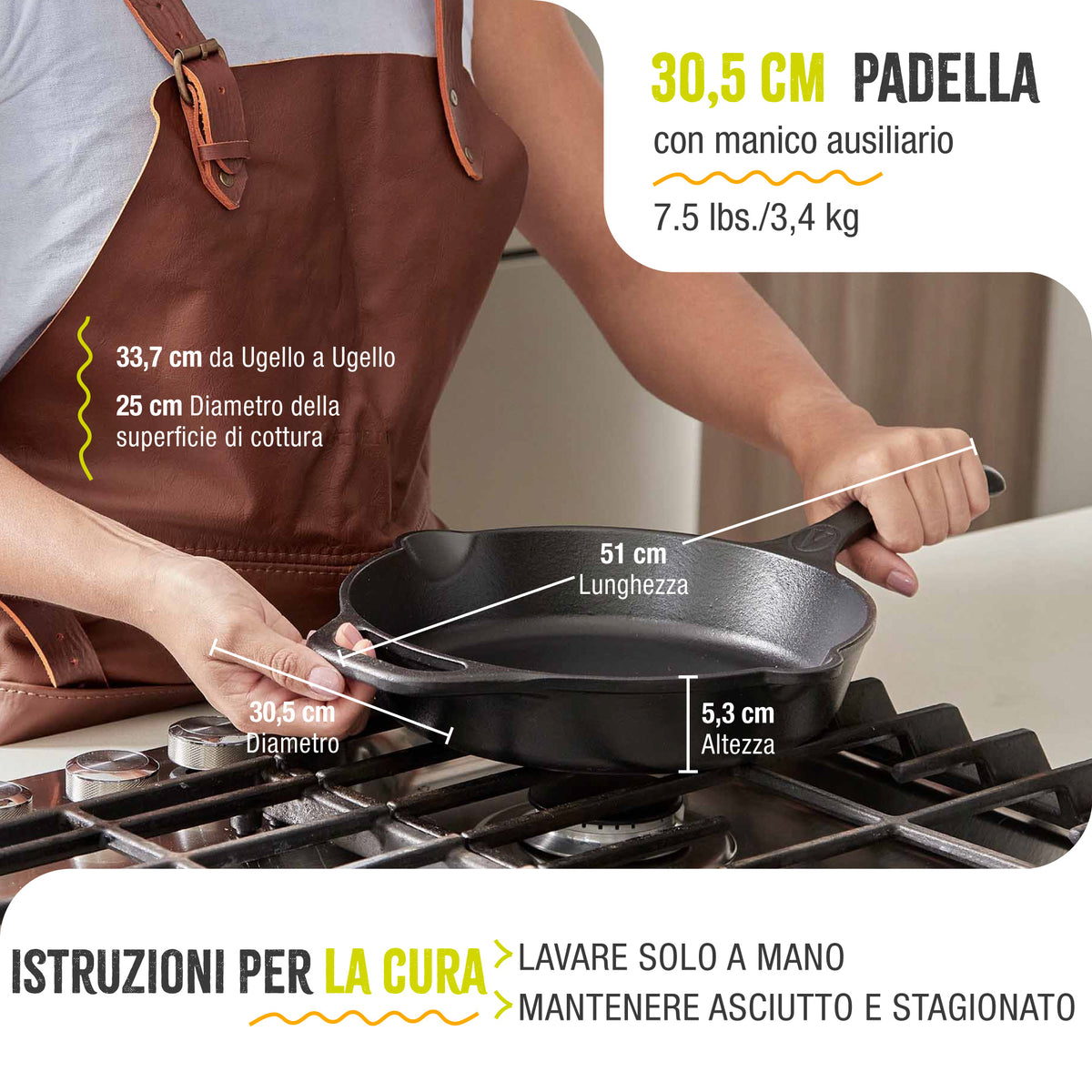 Padella in Ghisa Stagionata Calaca Ø30 cm