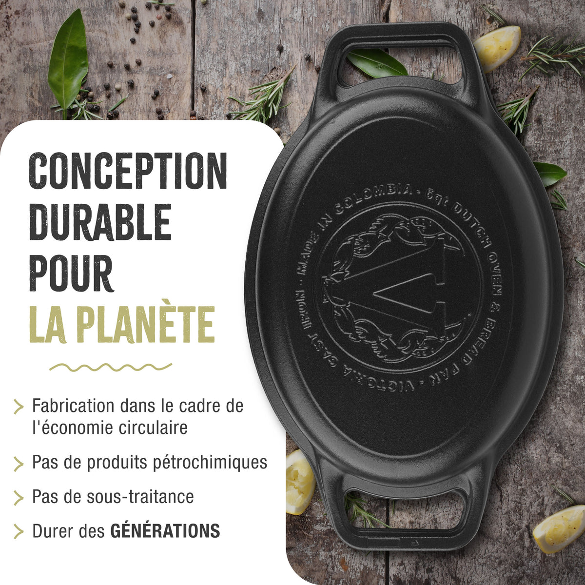 Cocotte et Poêle Combo Ovale en Fonte Émaillée 5.7 L
