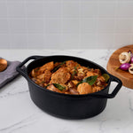 Horno Holandés Combo Hierro Fundido Esmaltado Ovalado 5.7L