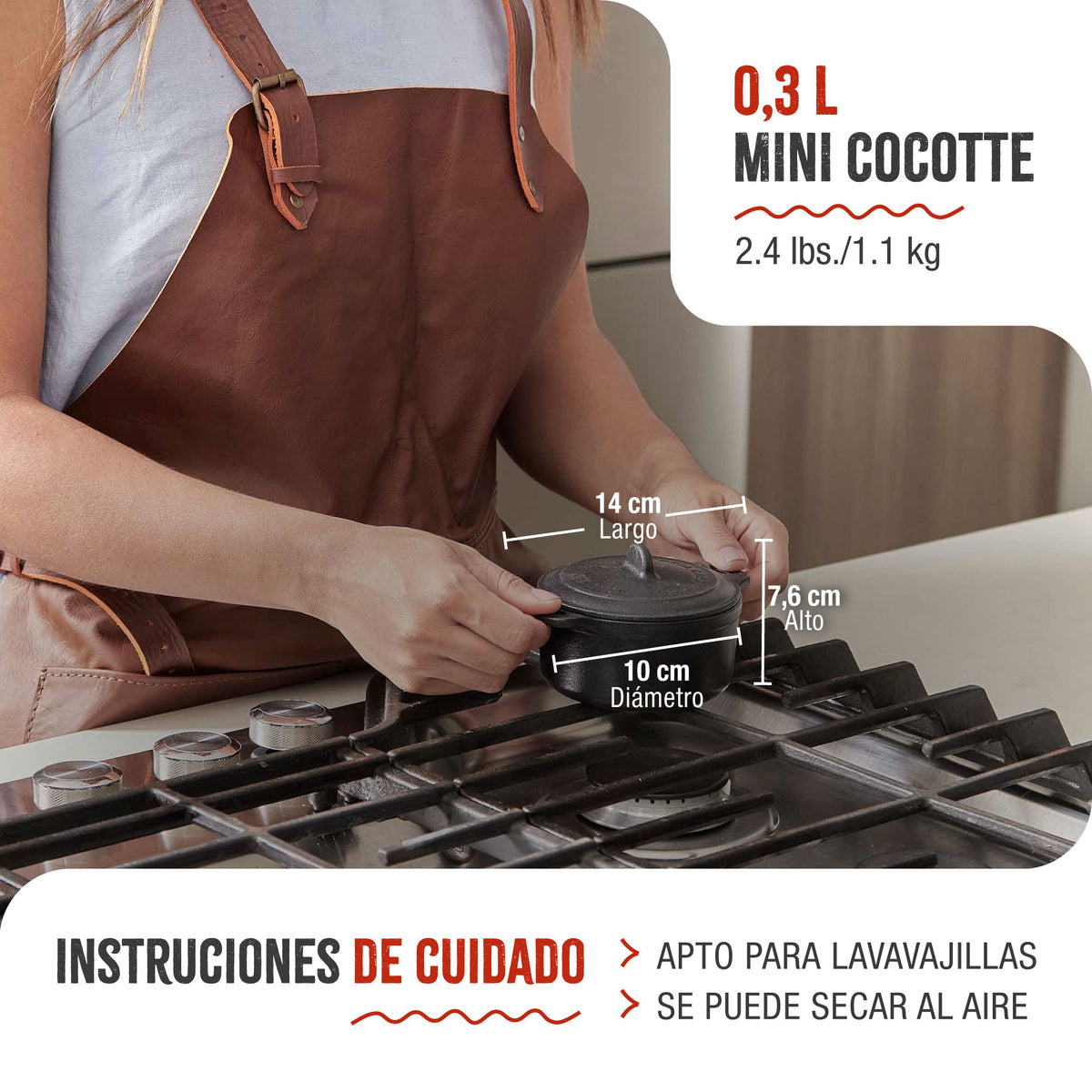 Mini Cocotte Hierro Fundido Esmaltado 0.3L