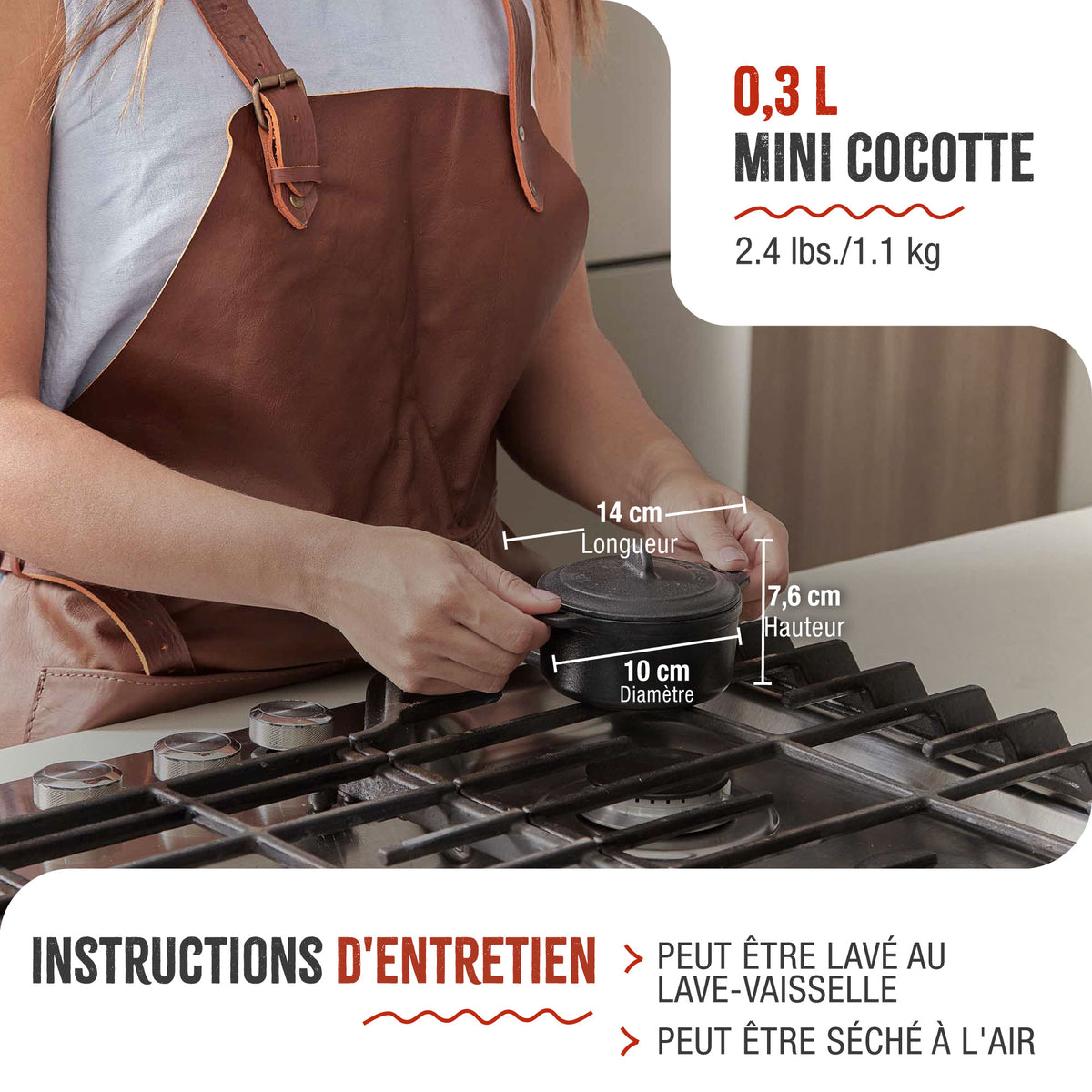 Mini Cocotte en Fonte Émaillée 0.3 L