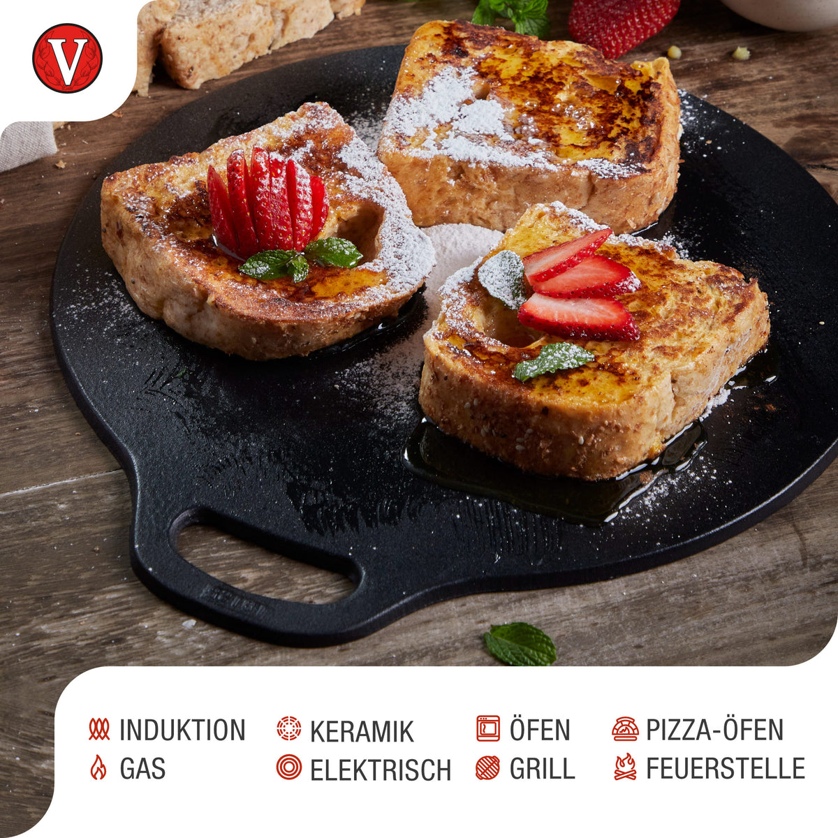 Grillplatte Budare Gusseisen Emailliert Ø 38 cm