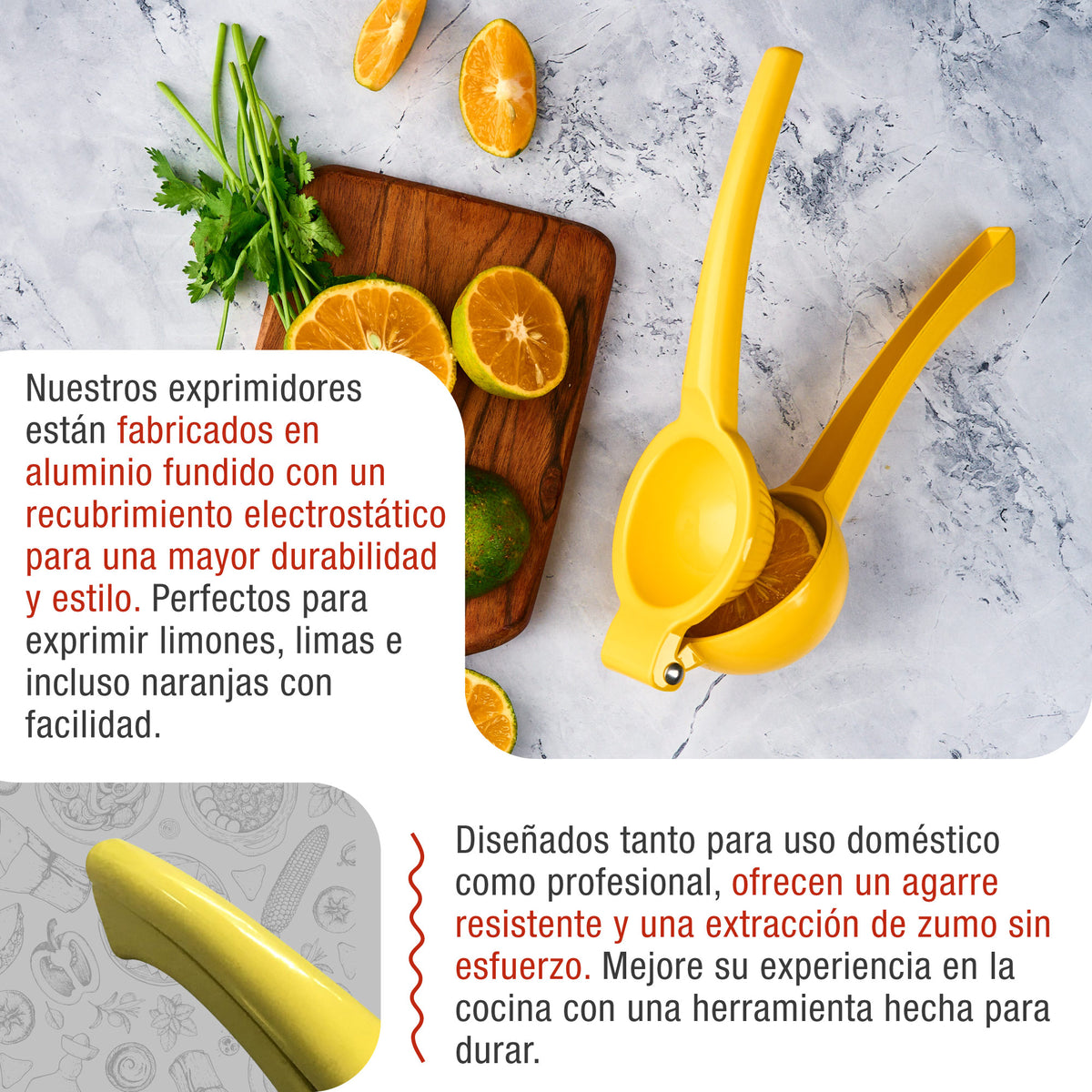 Exprimidor de Limón Manual Aluminio Fundido Amarillo