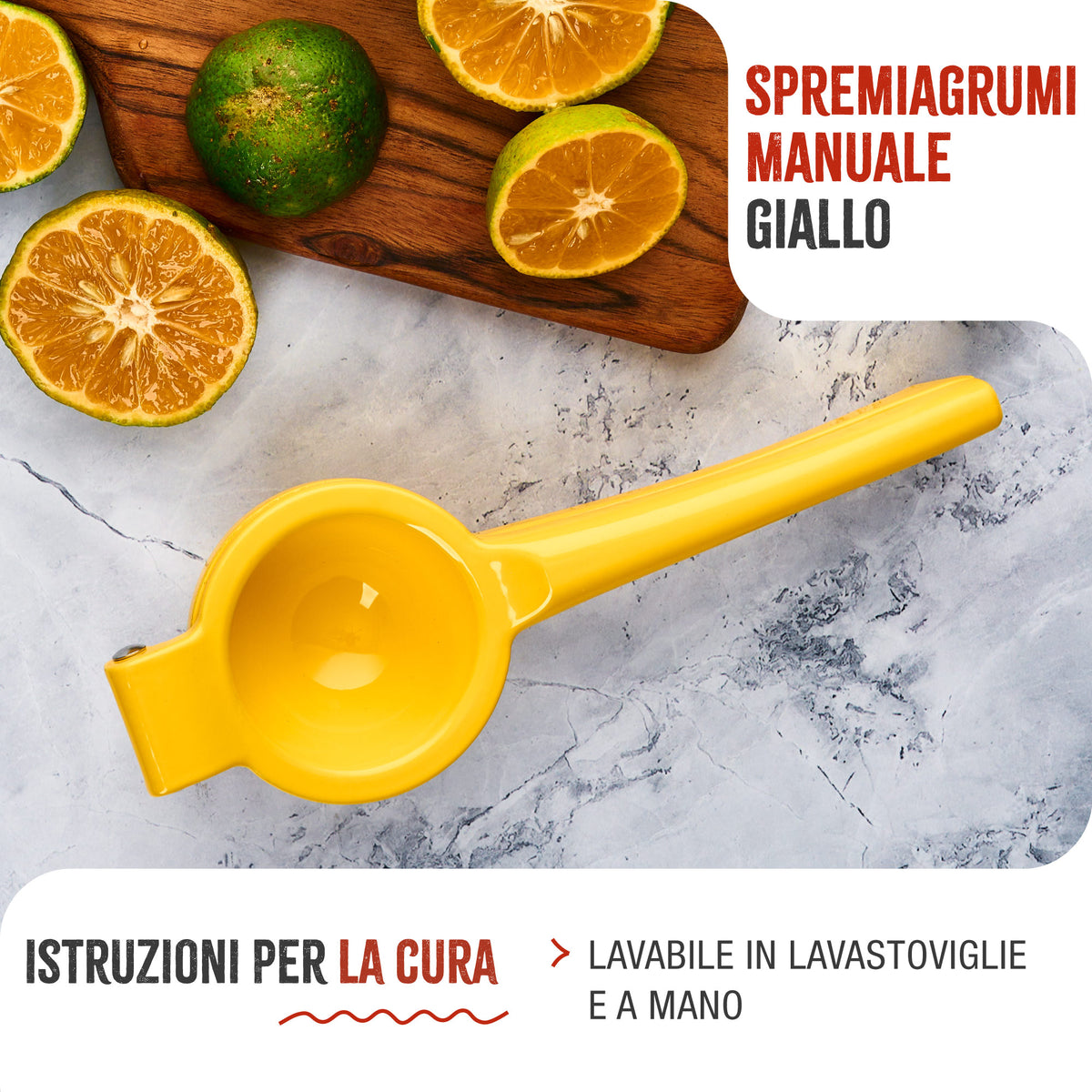 Spremiagrumi Manuale in Alluminio Fuso Giallo