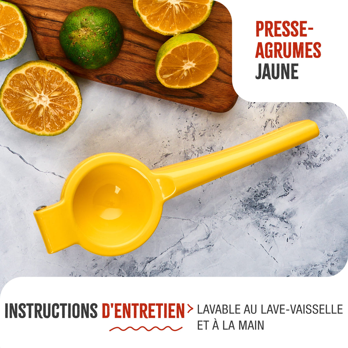 Presse-Agrumes Manuel en Fonte d'Aluminium Jaune