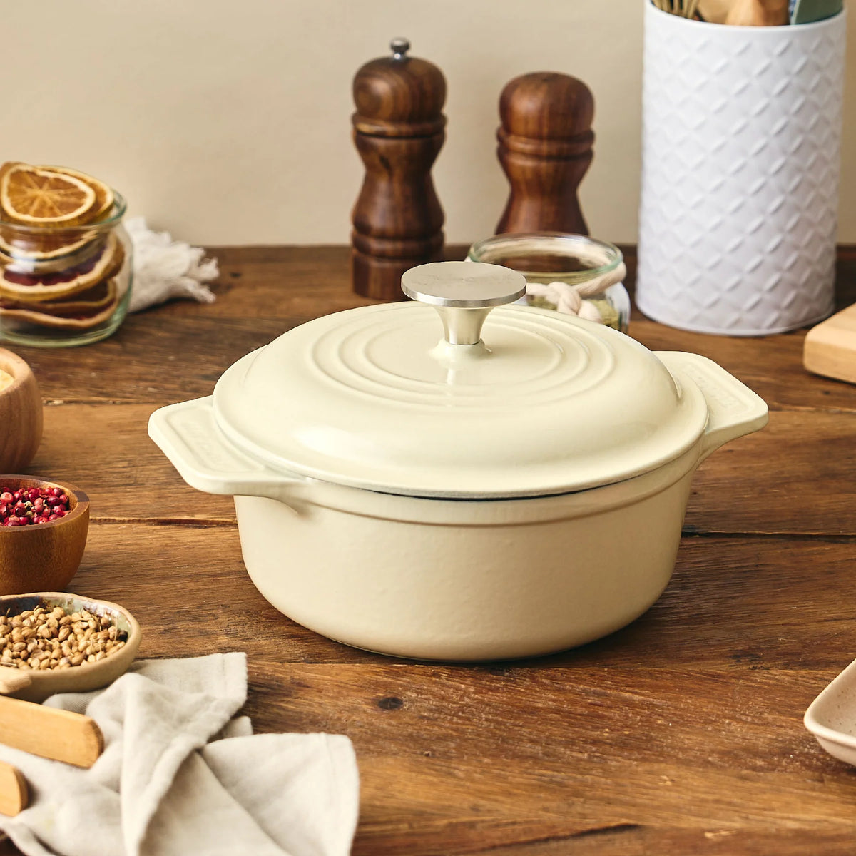 Horno Holandés Hierro Fundido Esmaltado White Sable 1.9 L