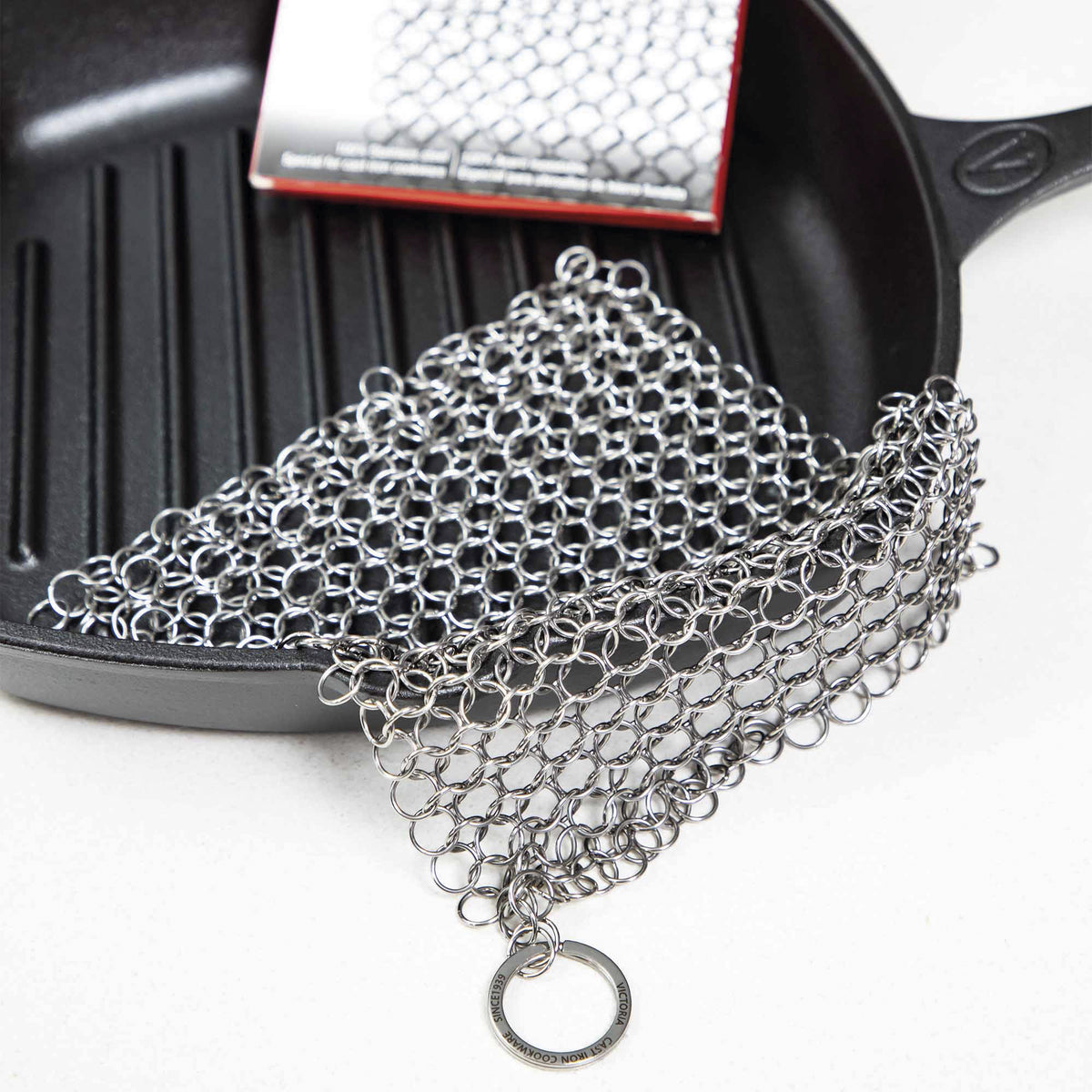 Pulitore per Ghisa Cotta Maglia di Acciaio Inossidabile 20×16.5 cm