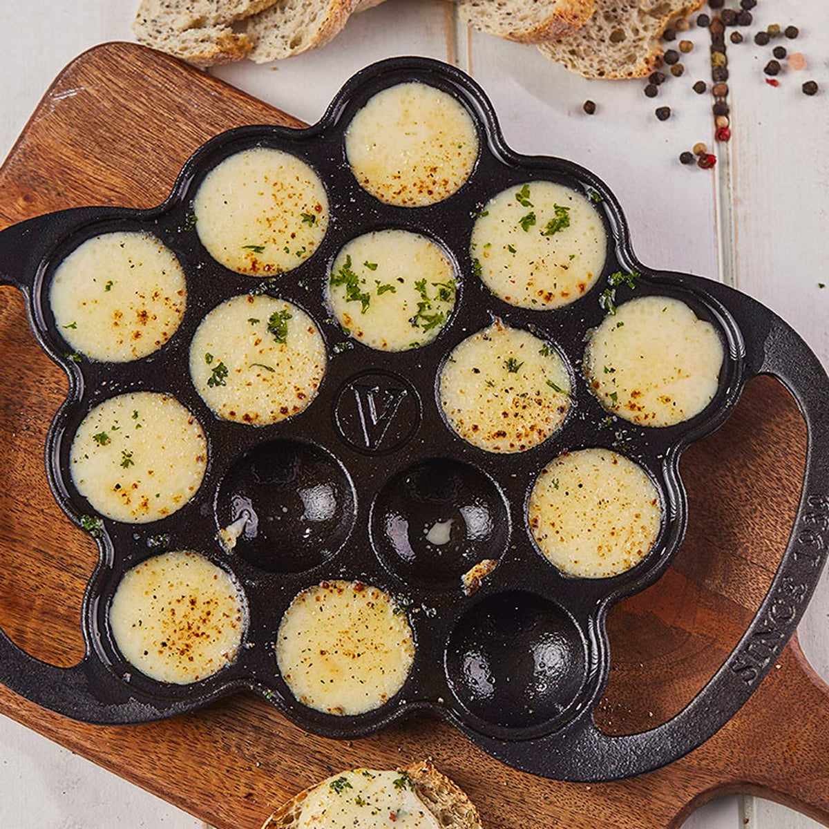 Poffertjes Pfanne Gusseisen Eingebrannt 15 Mulden fur Mini-Pancakes Takoyaki