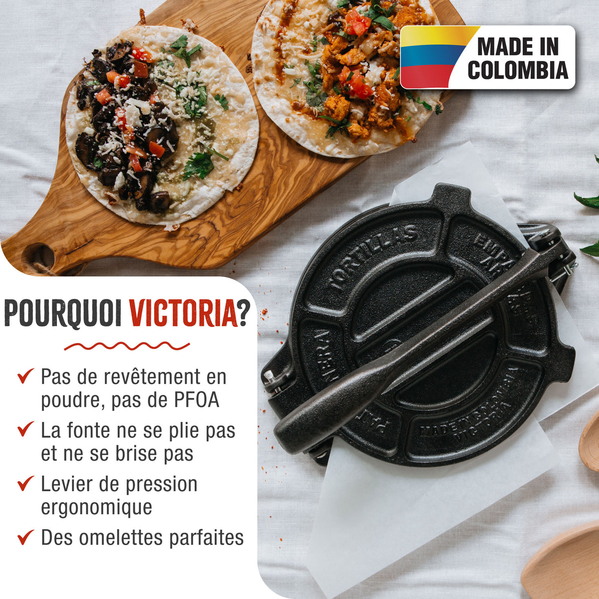 Presse à Tortilla - Pataconera en Fonte Assaisonné Ø20 cm