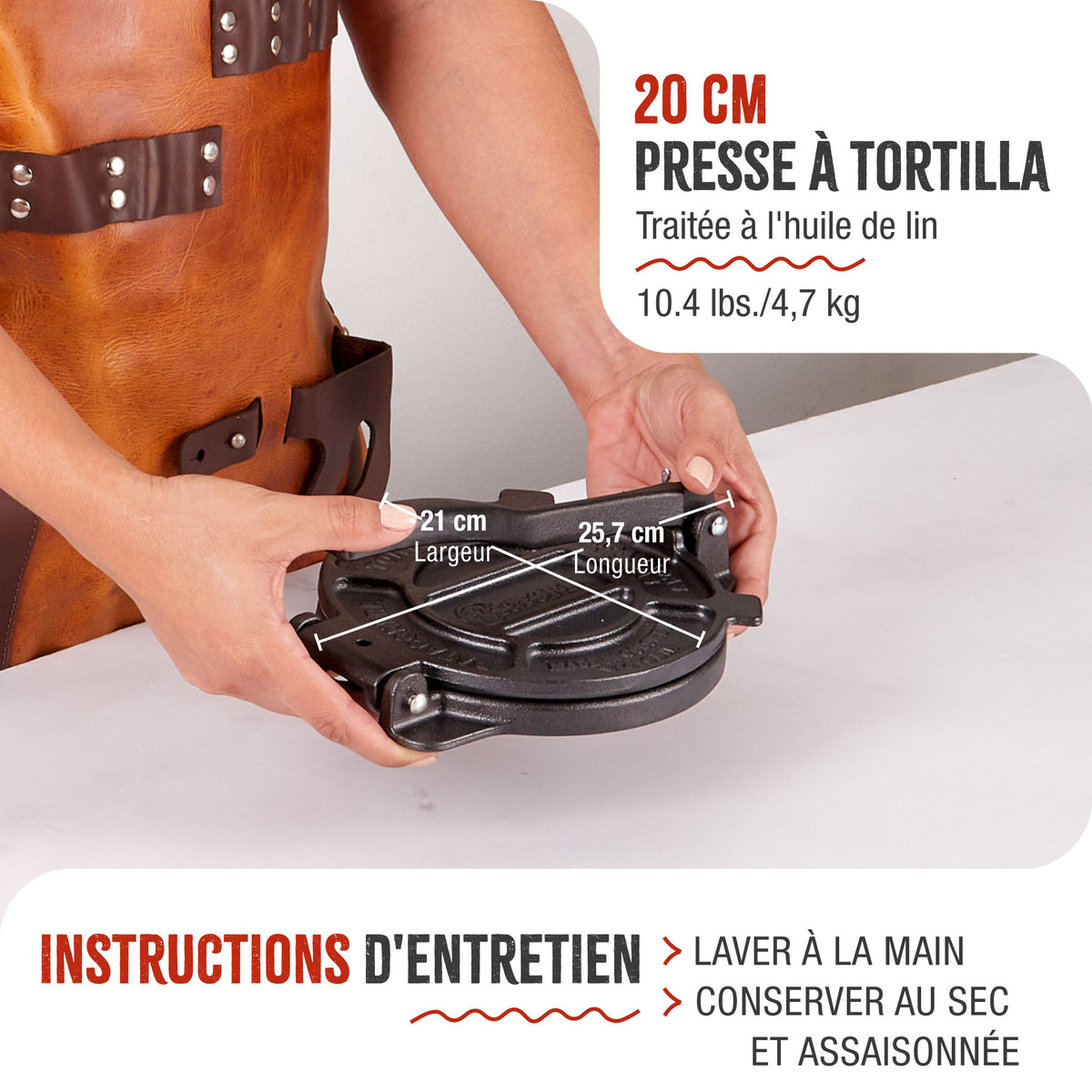Presse à Tortilla - Pataconera en Fonte Assaisonné Ø20 cm