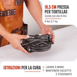 Pressa per Tortillas - Pataconera Colombiana in Ghisa Stagionata Ø16.5 cm