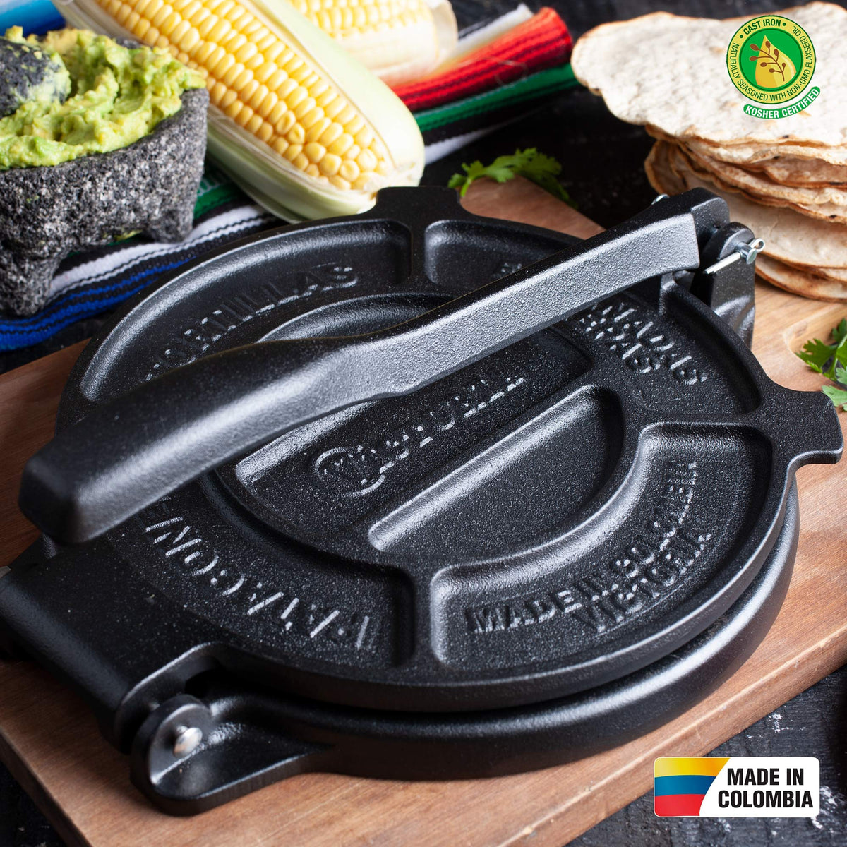 Pressa per Tortillas - Pataconera Colombiana in Ghisa Stagionata Ø16.5 cm