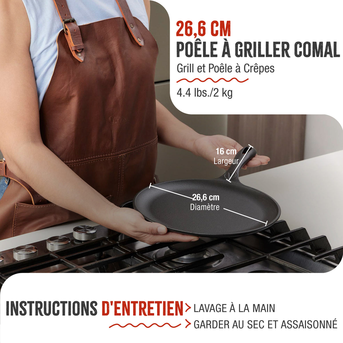 Plaque à Griller Comal en Fonte Assaisonnée Ø26.6 cm