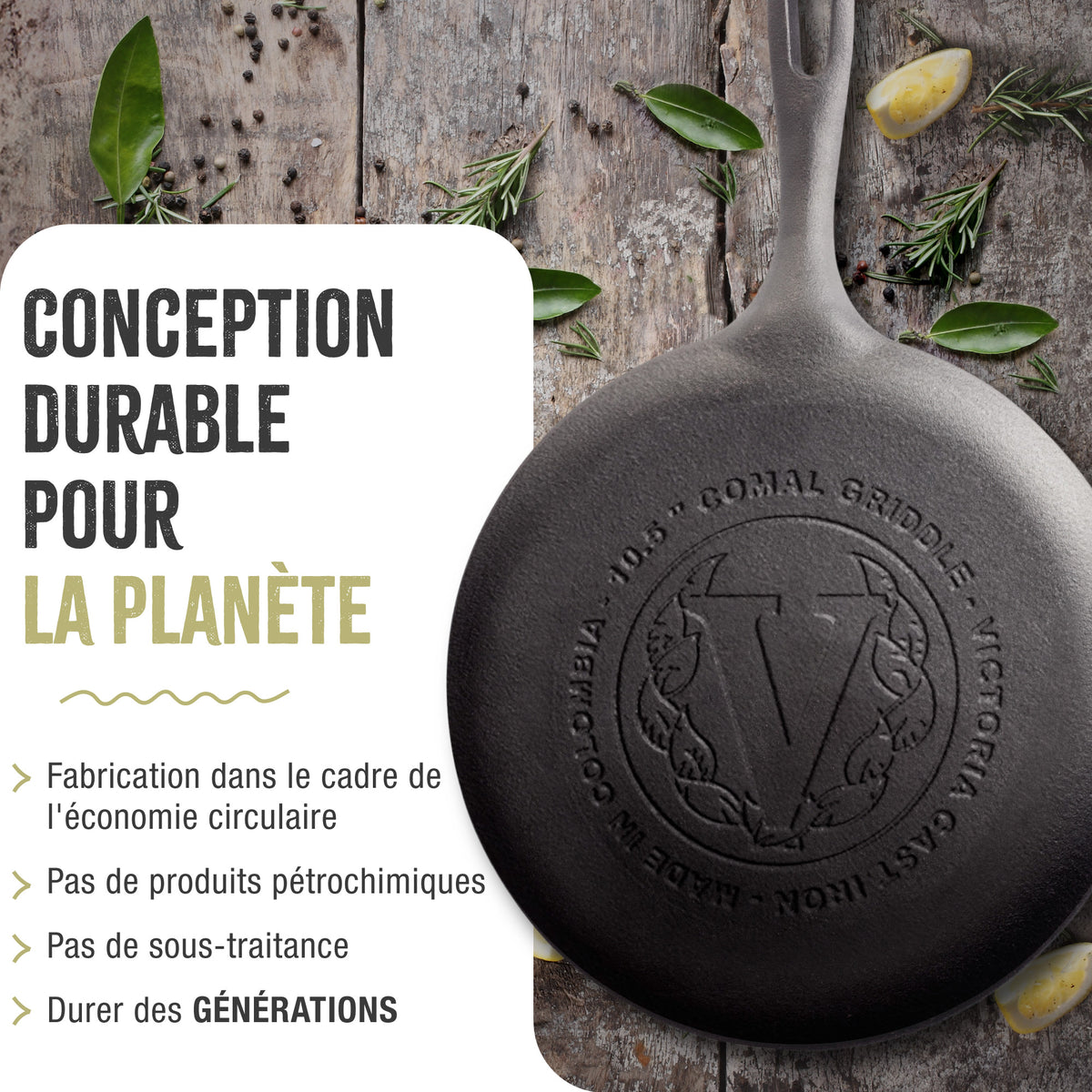 Plaque à Griller Comal en Fonte Assaisonnée Ø26.6 cm