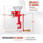 Molino Manual de Hierro Fundido Tolva Baja Rojo