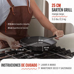 Sartén Grill Hierro Fundido Curado 25x25cm