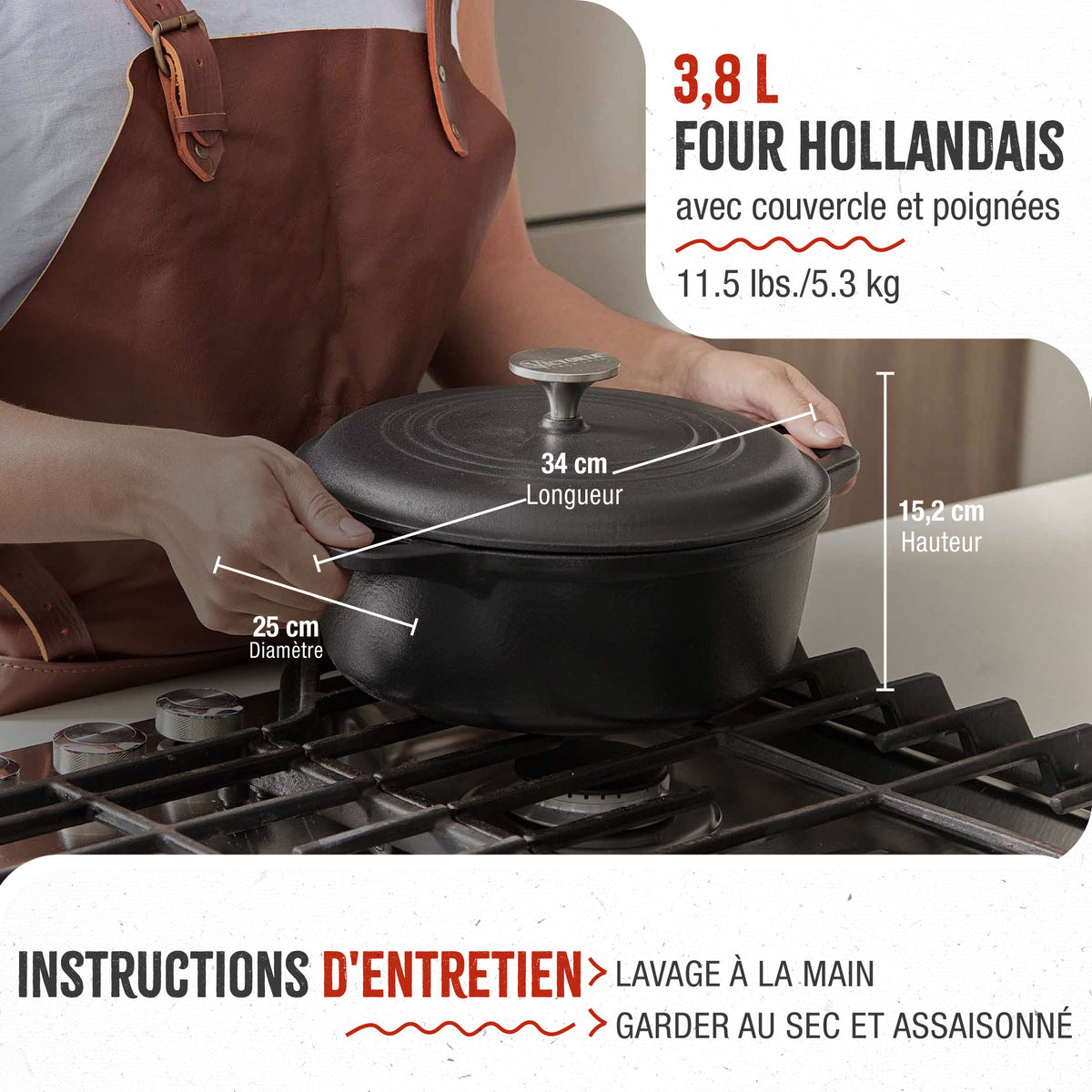 Cocotte en Fonte Assaisonnée 3.8 L