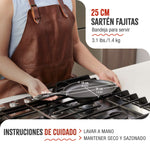 Sartén Fajita Hierro Fundido Curado 25x18cm