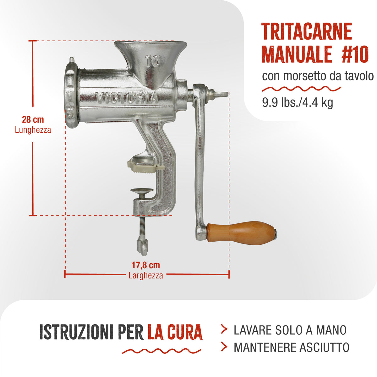 Tritacarne Manuale N10 Insaccatrice per Salsiccia