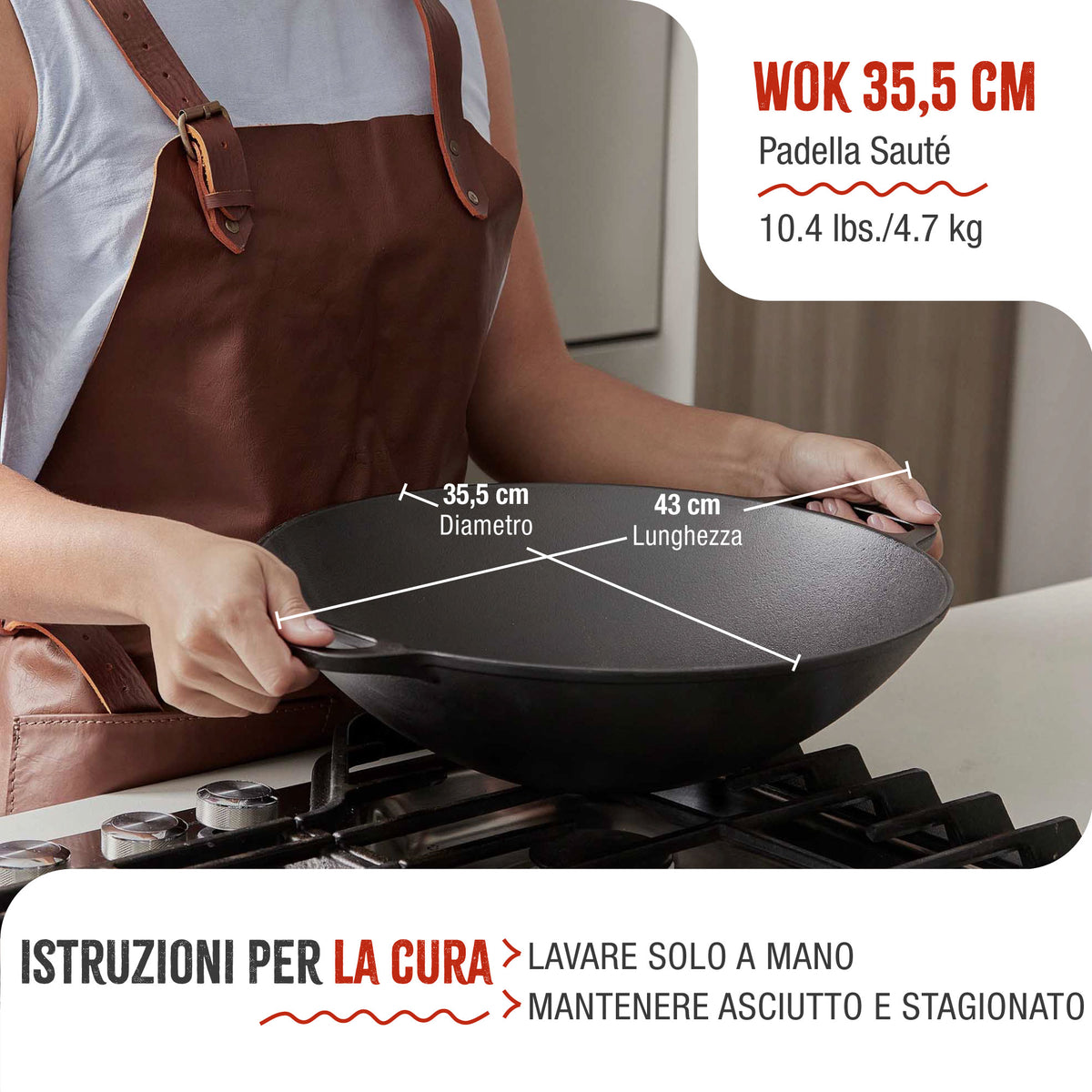 Wok in Ghisa Stagionata Ø35.5 cm