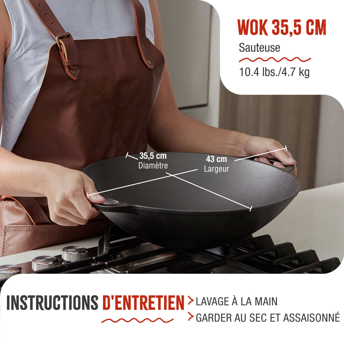 Wok en Fonte Assaisonné Ø35.5 cm