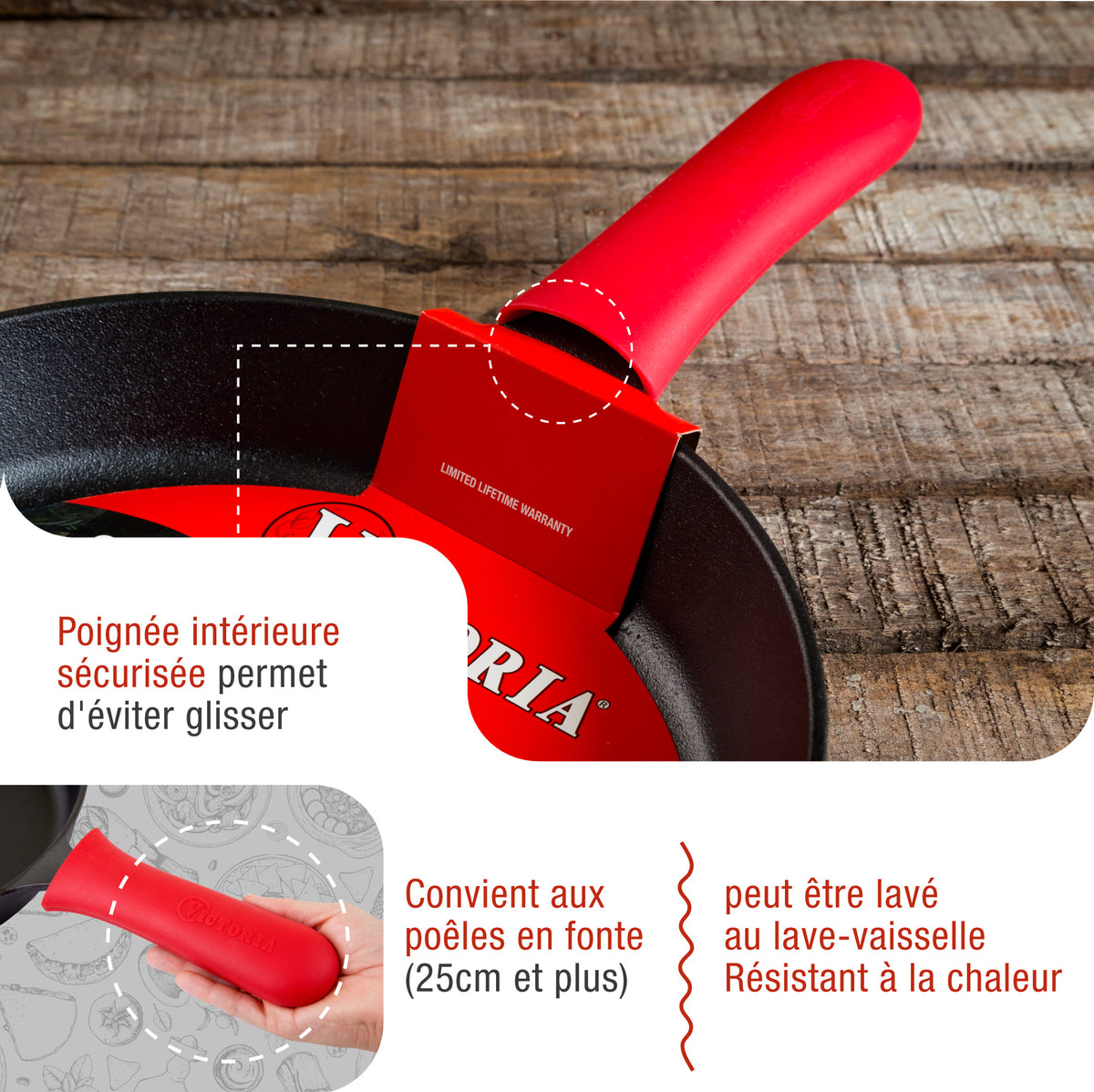 Support de Poignée Protection en Silicone pour Poêles Ø25–30 cm (grand)