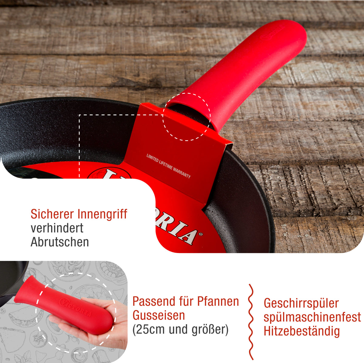 Silikon-Griffschutz für Pfannen Ø 25–30 cm Groß