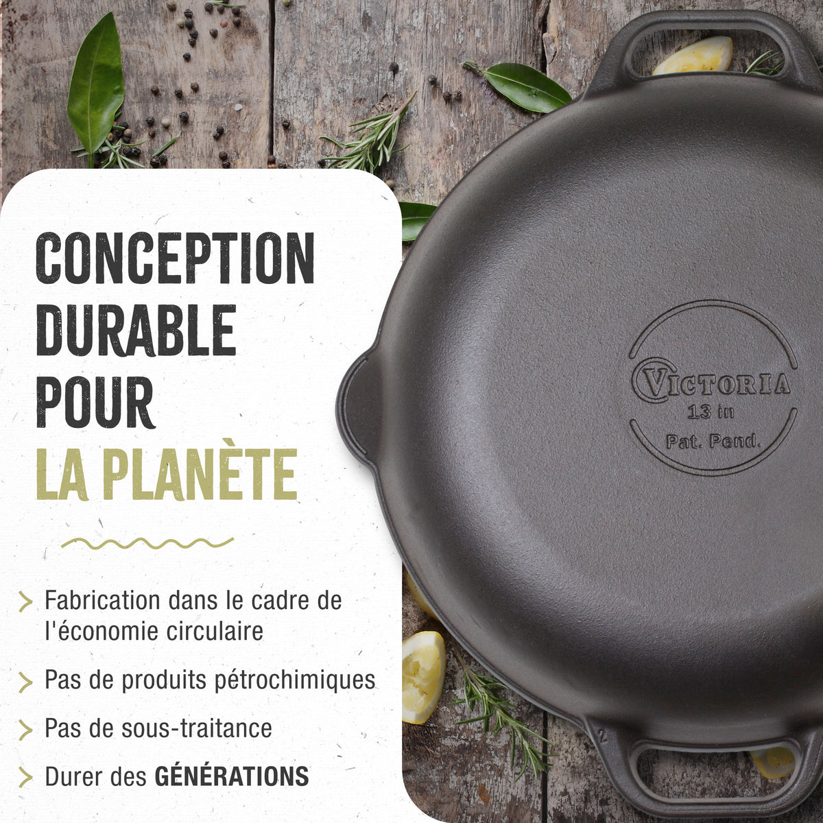Poêle à Paella en Fonte Assaisonnée Ø33 cm