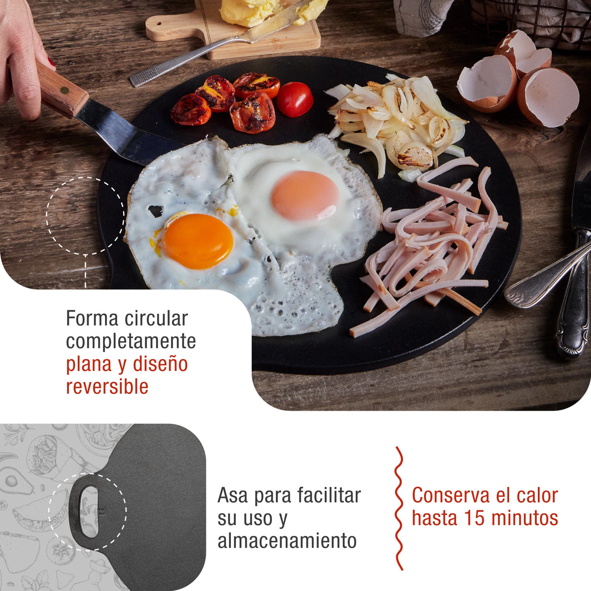 Budare Plancha Cocina Hierro Fundido Curado Ø 38cm