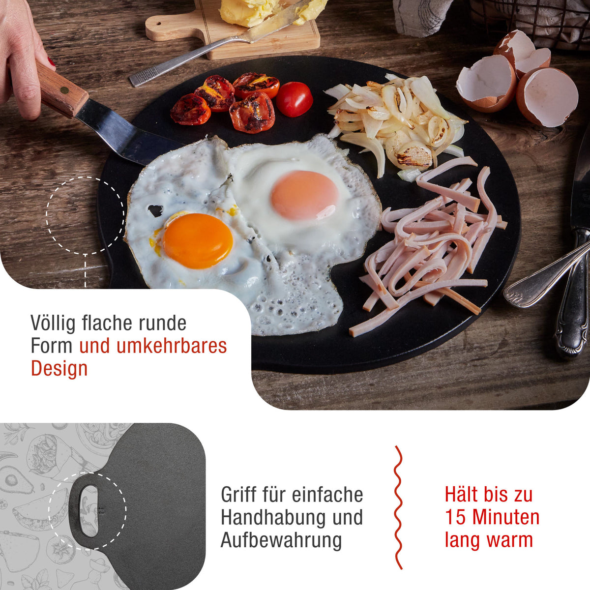 Grillplatte Budare Gusseisen Eingebrannte Ø 38 cm