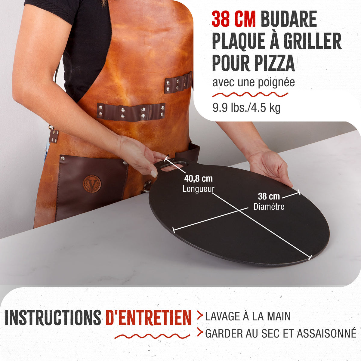 Plaque à Griller pour Pizza Budare en Fonte Assaisonné Ø38 cm