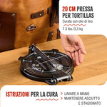 Pressa per Tortillas - Pataconera Colombiana HD in Ghisa Stagionata Ø20 cm
