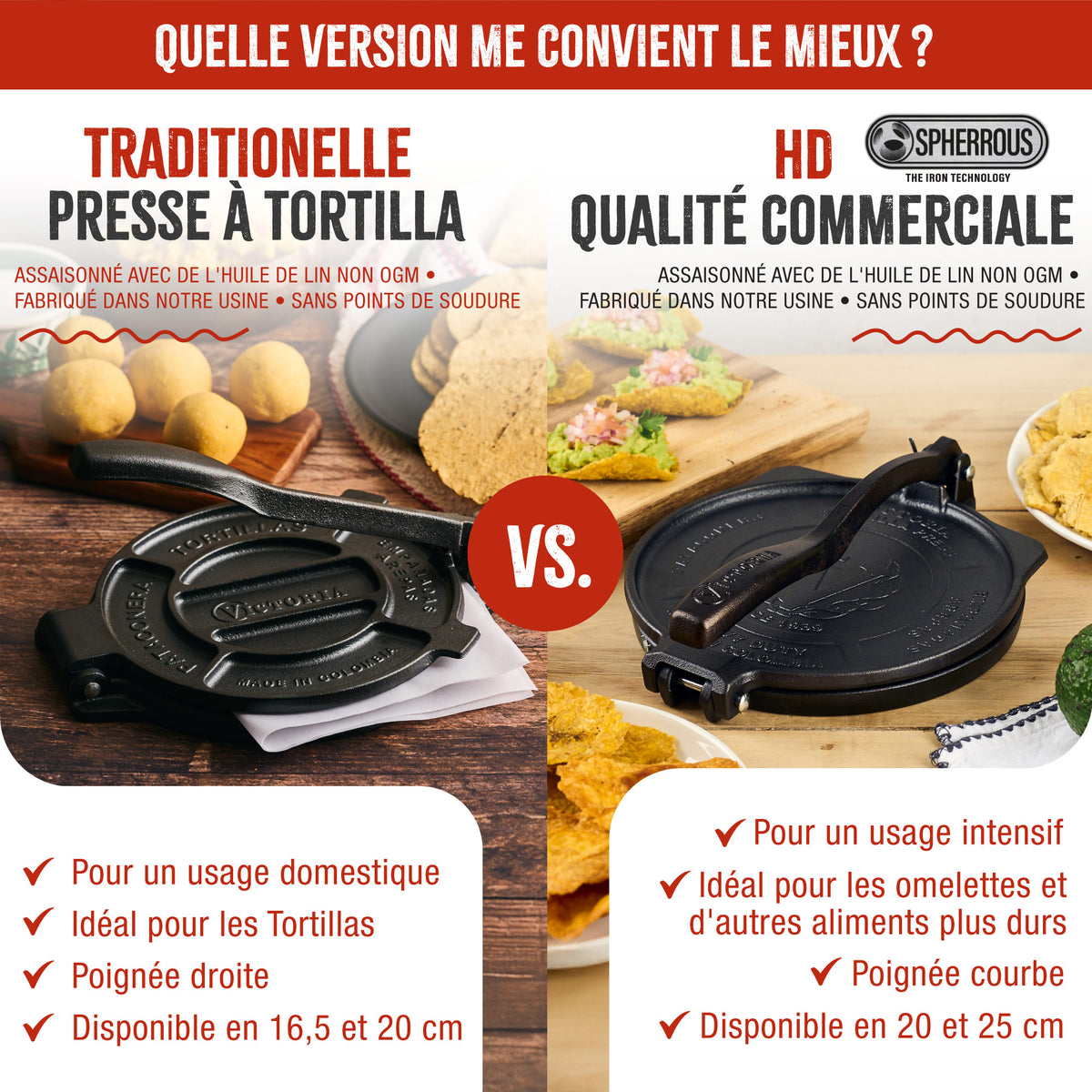 Presse à Tortilla - Pataconera HD en Fonte Assaisonné Ø20 cm