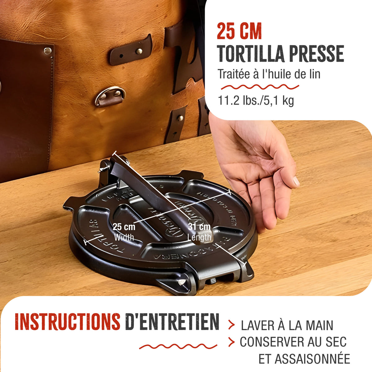 Presse à Tortilla - Pataconera HD en Fonte Assaisonné Ø25 cm