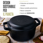 Forno Olandese Pentola Combo in Ghisa Stagionata 5.7 L
