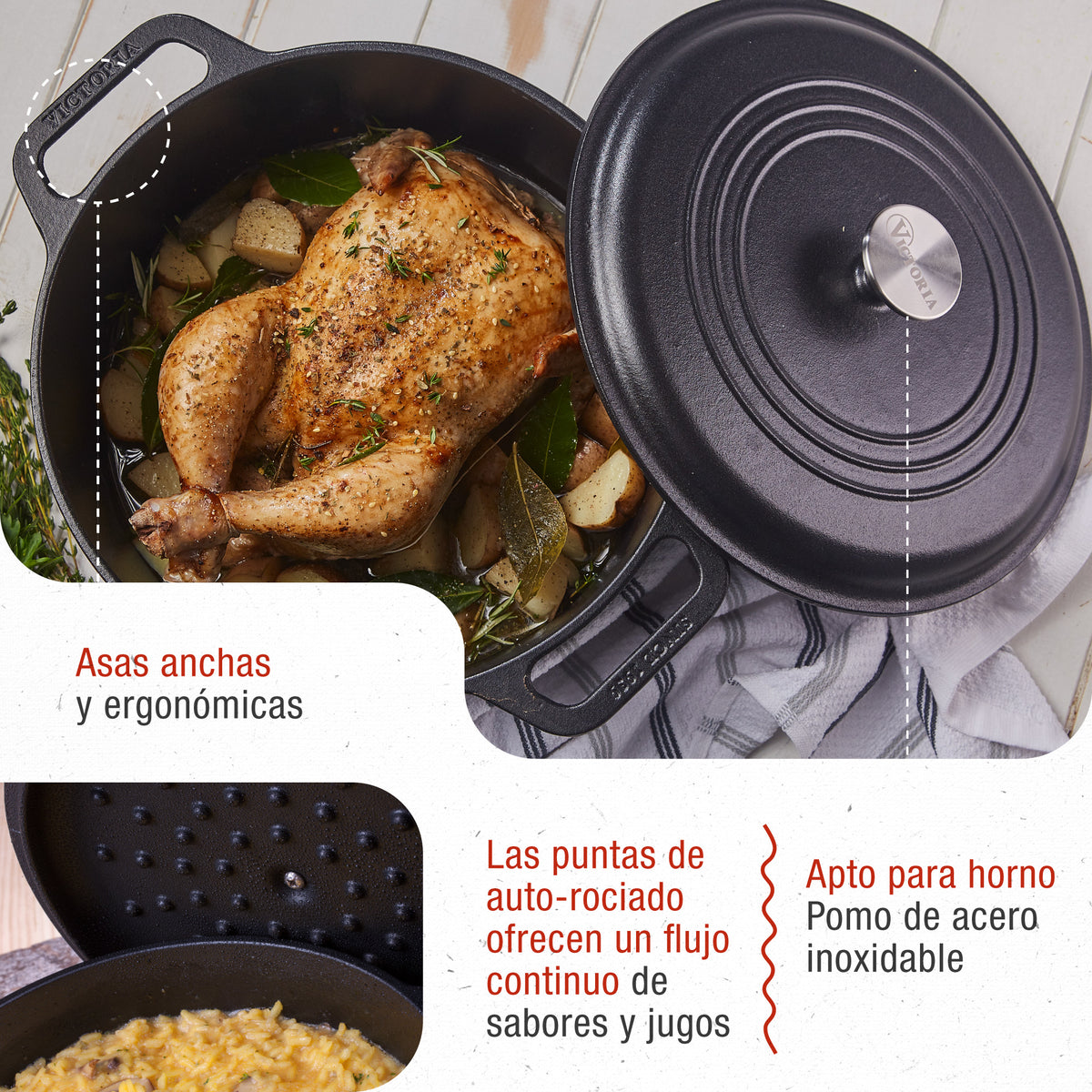 Horno Holandés Hierro Fundido Curado 6.6L