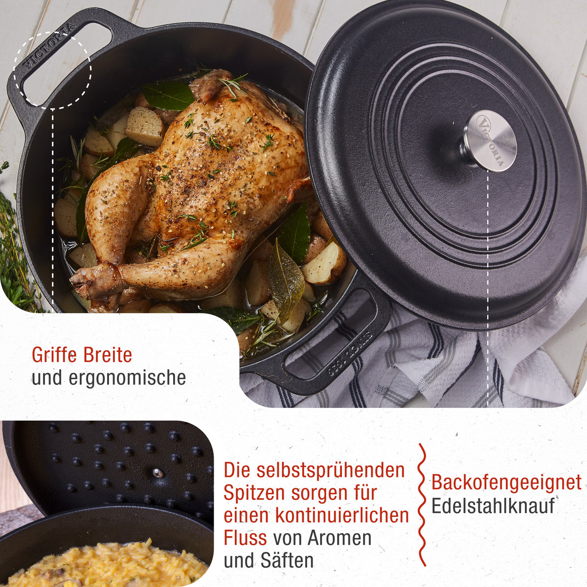 Dutch Oven Gusseisen Eingebrannte 6.6 L