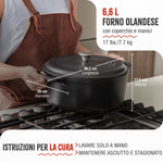 Forno Olandese Pentola in Ghisa Stagionata 6.6 L