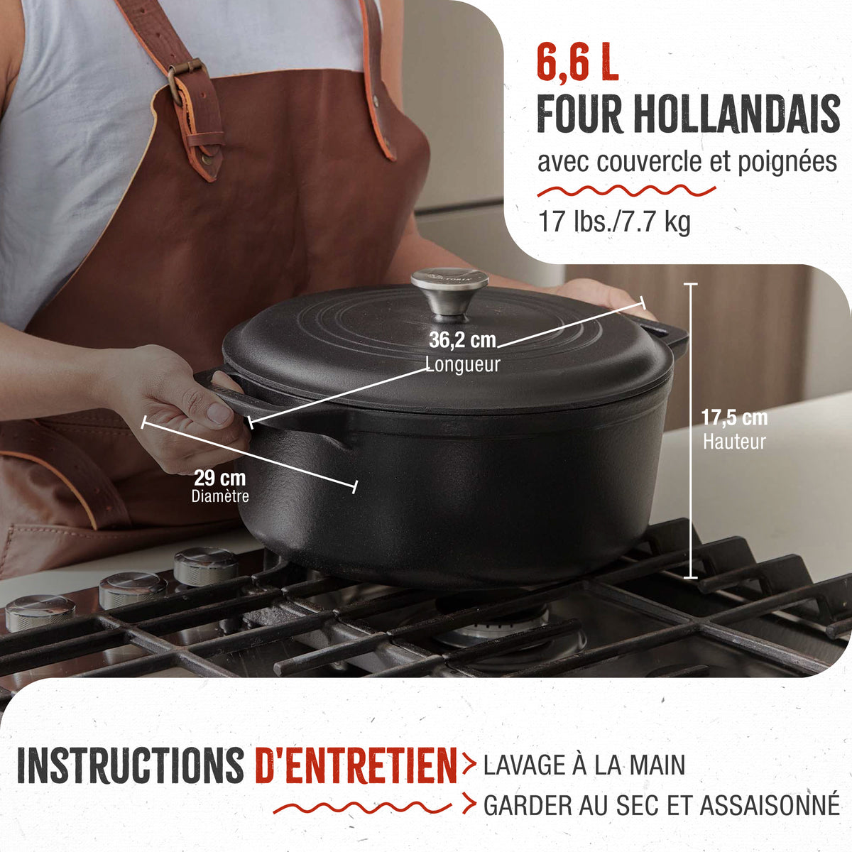 Cocotte en Fonte Assaisonnée 6.6 L