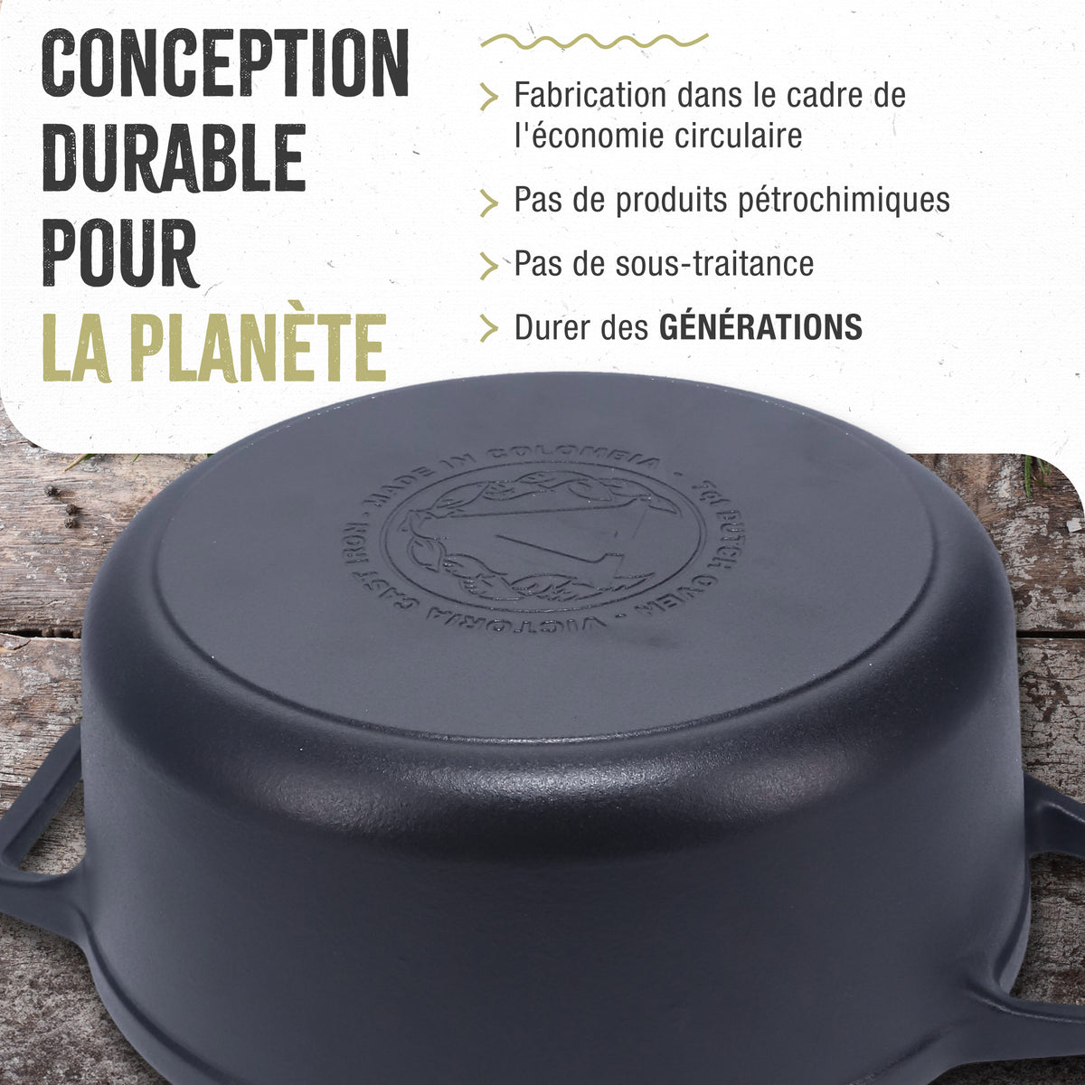 Cocotte en Fonte Assaisonnée 6.6 L