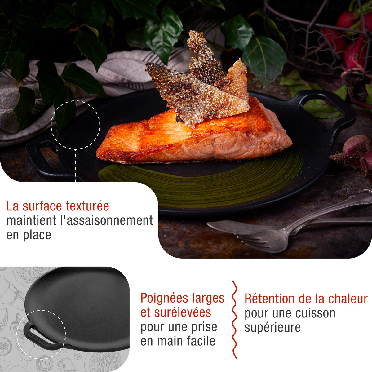 Plaque à Griller pour Pizza en Fonte Assaisonnée Ø25 cm