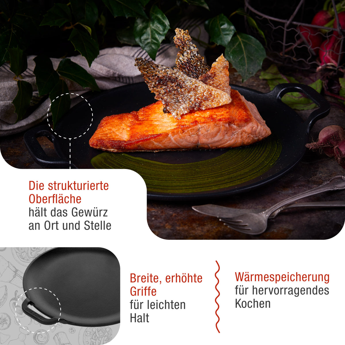 Grillplatte fur Pizza Gusseisen Eingebrannte Ø 25 cm