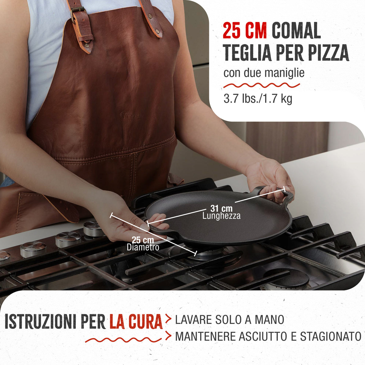 Teglia per Pizza in Ghisa Stagionata Ø25 cm